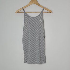 Puma Women's Gray & White Striped Sleeveless Thin Strap Tank Top Size M